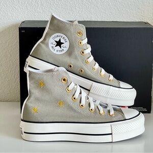 Converse Lift Platform Hi Top Sage Green Sun Embroidery
